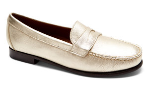 Womens Audrey Metallic Leather  Moccasins